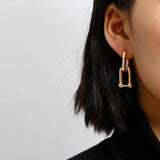 Geometric Lock Clip Earrings Statement Punk Clip on Earrings