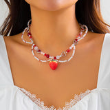 Kpop Sweet Strawberry Pendant Necklace Love Heart Choker Jewelry