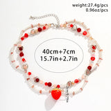 Kpop Sweet Strawberry Pendant Necklace Love Heart Choker Jewelry