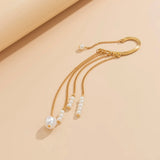 Geometric Pearl Chain Clip Earrings No Pierced Ear Cuff