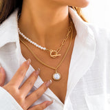 Baroque Pearl Coin Pendant Choker Necklace Wedding Bridal OT Buckle Chest Tassel