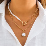 Baroque Pearl Coin Pendant Choker Necklace Wedding Bridal OT Buckle Chest Tassel