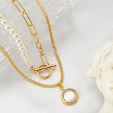 Baroque Pearl Coin Pendant Choker Necklace Wedding Bridal OT Buckle Chest Tassel