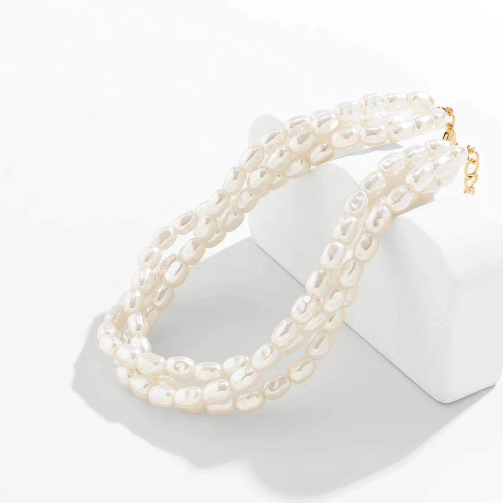 Multilayer Goth Pearl Choker Necklace for Women Wed Bridal Bead Clavicle