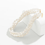 Multilayer Goth Pearl Choker Necklace for Women Wed Bridal Bead Clavicle