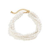 Multilayer Goth Pearl Choker Necklace for Women Wed Bridal Bead Clavicle