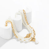 Pearl OT Buckle Pendant Necklace for Women Bridal Goth Bead Chain Y2K Jewelry