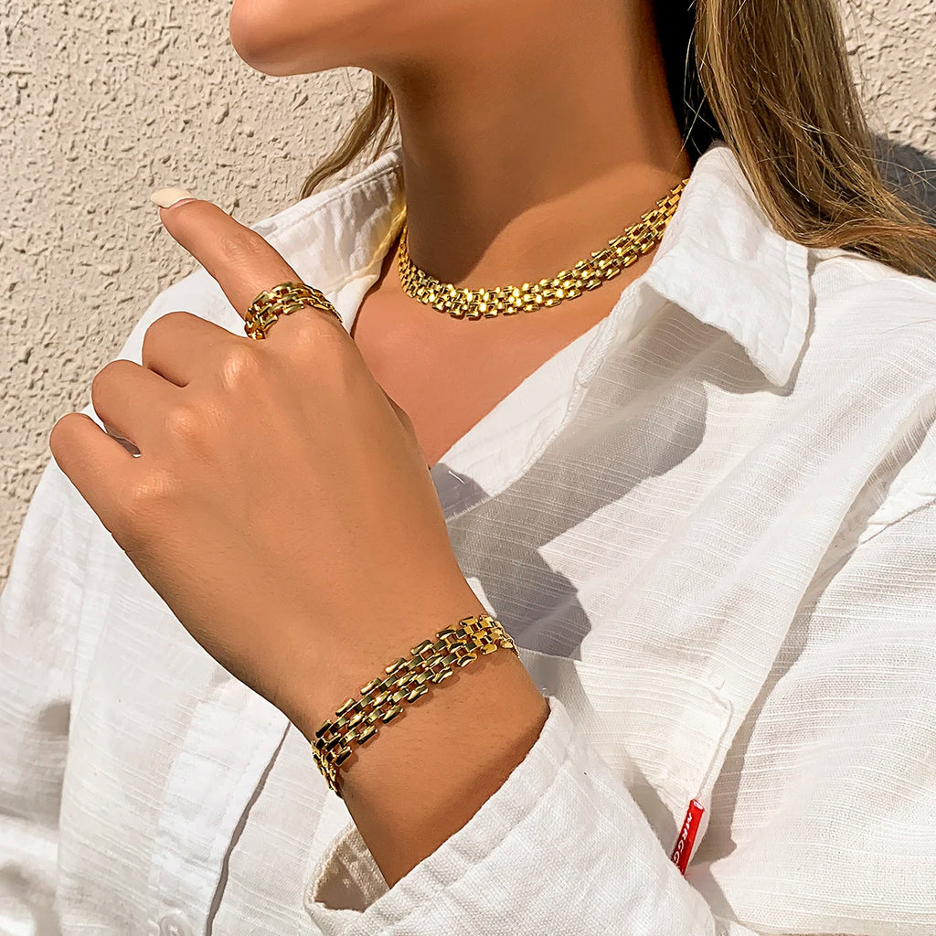 Cuban Chunky Chain Necklace Vintage Metal Choker Steampunk