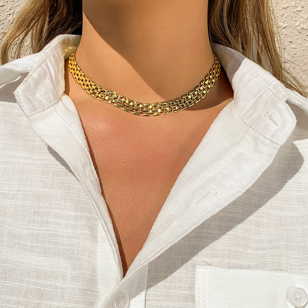 Cuban Chunky Chain Necklace Vintage Metal Choker Steampunk