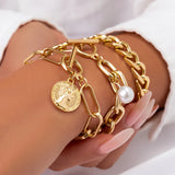 Punk Metal Cuban Chain Bracelets Set for Women