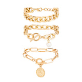 Punk Metal Cuban Chain Bracelets Set for Women