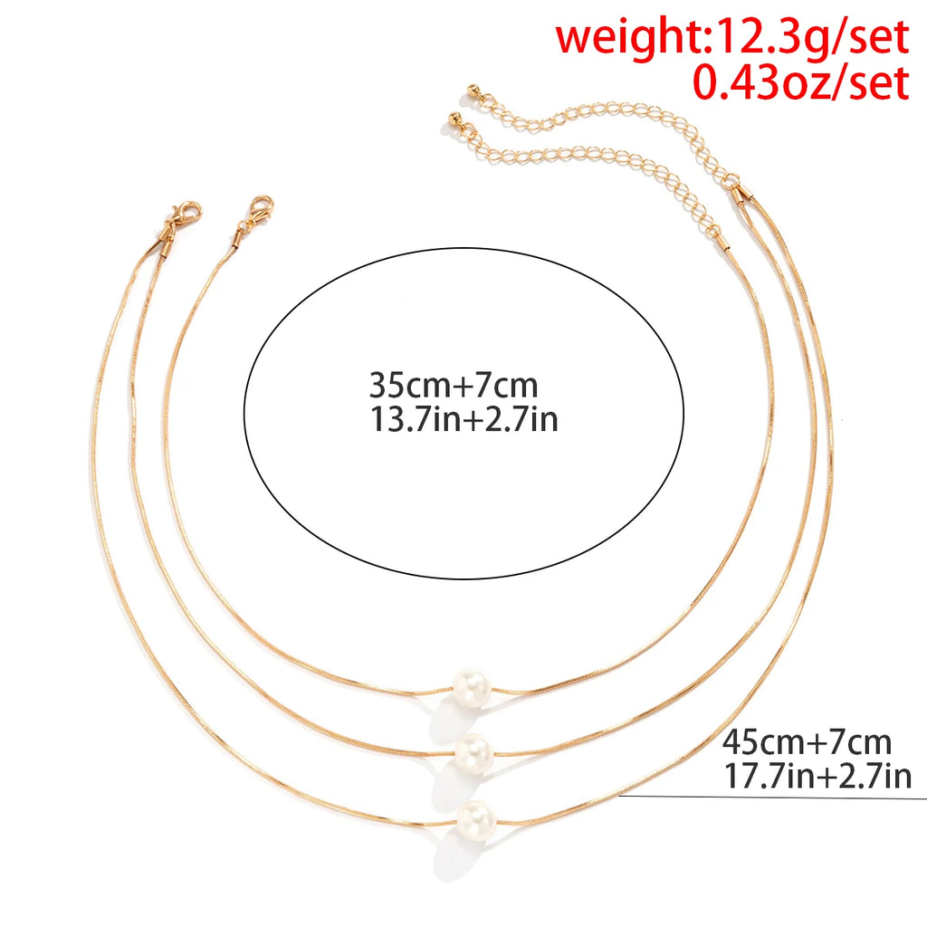 Kpop Snake Chain Choker Necklace Pearl Pendant Thin Link Jewelry