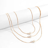 Kpop Snake Chain Choker Necklace Pearl Pendant Thin Link Jewelry