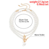 Vintage Baroque Pearl Heart OT Buckle Pendant Necklace for Women