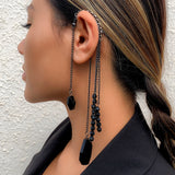 Vintage Tassel Clip Earrings Acrylic Geometric Pendant Ear Cuffs