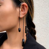 Vintage Tassel Clip Earrings Acrylic Geometric Pendant Ear Cuffs