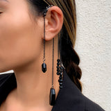 Vintage Tassel Clip Earrings Acrylic Geometric Pendant Ear Cuffs
