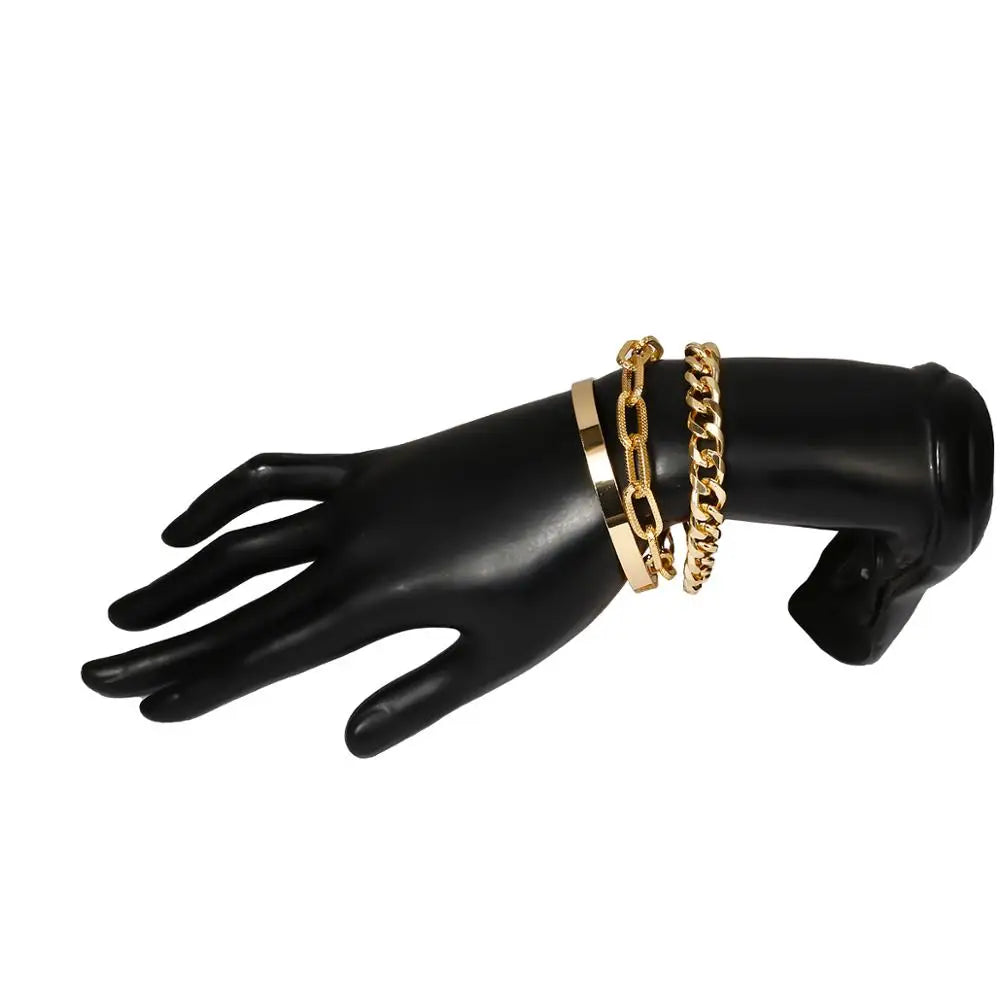 Vintage Snake Chain Bracelets Set for Women Bohemian Iron Link Bracelet