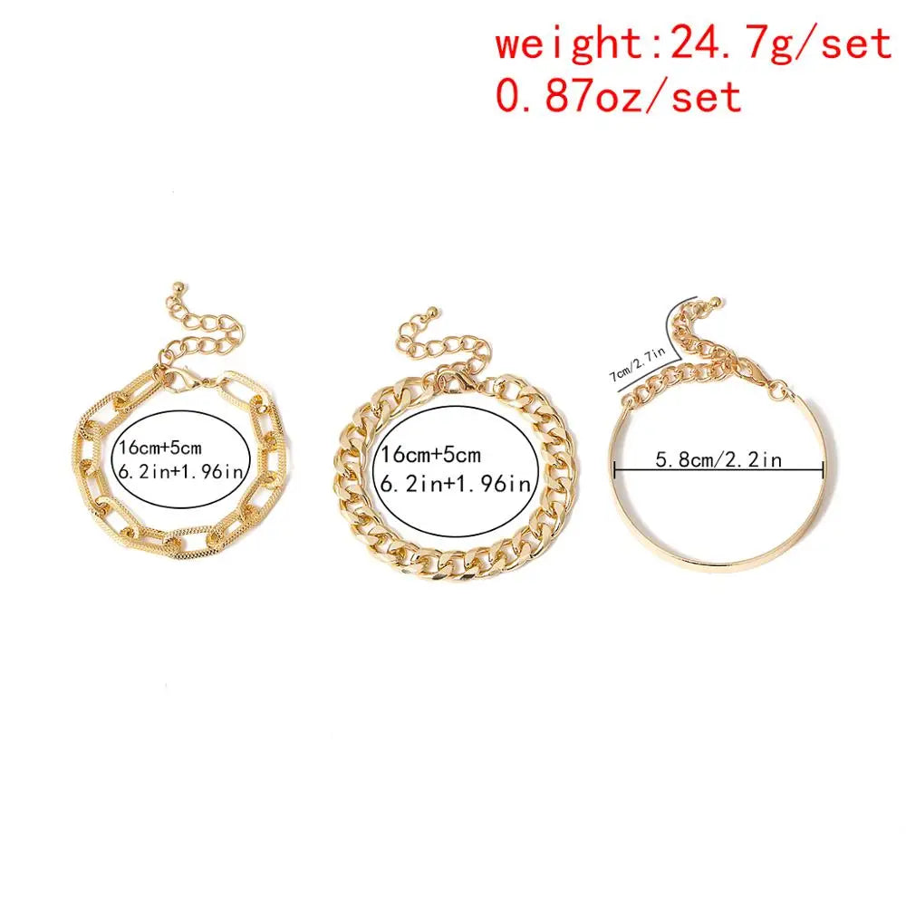 Vintage Snake Chain Bracelets Set for Women Bohemian Iron Link Bracelet
