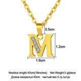 A-Z Initial Letter Pendant Necklace Stainless Steel Small Alphabet Necklace