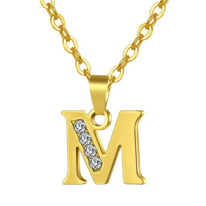 A-Z Initial Letter Pendant Necklace Stainless Steel Small Alphabet Necklace