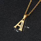 A-Z Initial Letter Pendant Necklace Stainless Steel Small Alphabet Necklace