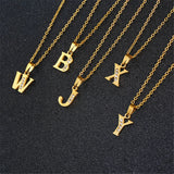 A-Z Initial Letter Pendant Necklace Stainless Steel Small Alphabet Necklace