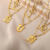 A-Z Letter Necklaces Charm Double Layer Alphabet Pendant Necklaces
