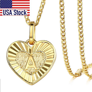 A-Z Heart Charm Alphabet Pendant Necklace for Women Girls
