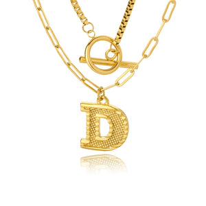 A-Z Letter Necklaces for Women Double Layer Box Chain Pendant Necklace