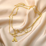 A-Z Letter Necklaces for Women Double Layer Box Chain Pendant Necklace