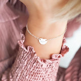 Personalised Birthstone Bracelet Heart Pendant Bangle Charm Jewelry