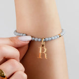 Initial Birthstone Bracelet Beaded A-Z Alphabet Letter Bangle Stainless Steel