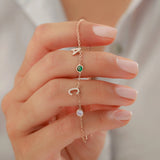 Personalized Initial Bracelet with Birthstone