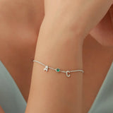 Personalized Initial Bracelet with Birthstone