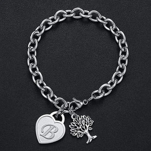 Initial Heart Charm Bracelets for Women Teen Girls