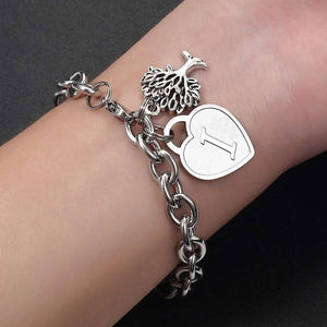 Initial Heart Charm Bracelets for Women Teen Girls