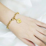 Letter Charm Gold Bracelet Heart 26 Alphabet for Women Girls Kids