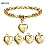 Letter Charm Gold Bracelet Heart 26 Alphabet for Women Girls Kids