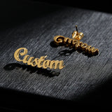 Cursive Nameplate Stud Earrings Stainless Steel Jewelry Gift