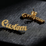 Cursive Nameplate Stud Earrings Stainless Steel Jewelry Gift