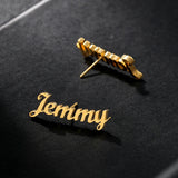 Cursive Nameplate Stud Earrings Stainless Steel Jewelry Gift