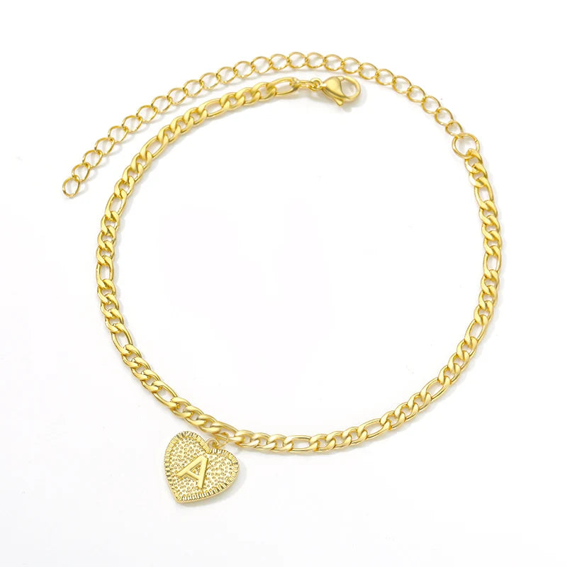 Heart Anklets For Women Stainless Steel Summer Beach Foot Boho Jewelry