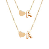 Initial Heart Necklace Bracelet Set Plated Initial Necklace A-Z Dainty Women