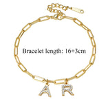 18k Plated Stainless Steel Letter Bracelet - Personalized Crystal Jewelry