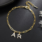18k Plated Stainless Steel Letter Bracelet - Personalized Crystal Jewelry