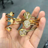 Initial Letter Bracelets For Women Stackable Open Charm Bangles Female Jewelry
