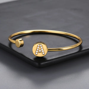 Initial Letter Bracelets For Women Stackable Open Charm Bangles Female Jewelry
