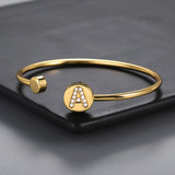 Initial Letter Bracelets For Women Stackable Open Charm Bangles Female Jewelry