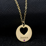 Initial Letter Necklace Birthstone Name Necklace Stainless Steel Name Pendant